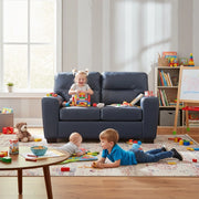 Hilltop Navy Contemporary Loveseat with Tufted Back and Wide Track Arms