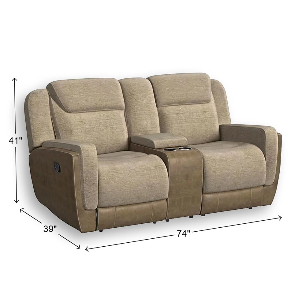 Hornet Beige Contemporary Reclining Living Room Set with Sofa and Loveseat