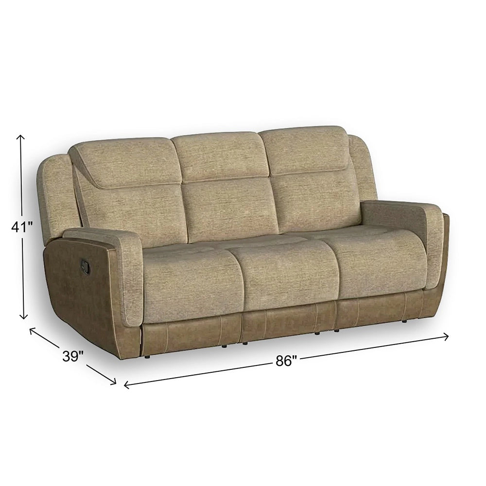 Hornet Beige Contemporary Reclining Living Room Set with Sofa and Loveseat