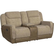 Hornet Beige Contemporary Reclining Loveseat with Console