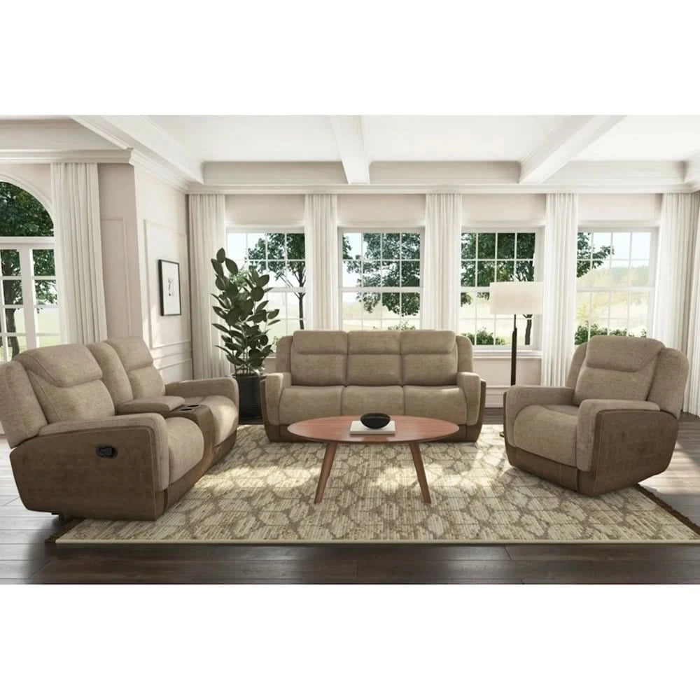 Hornet Beige Contemporary Reclining Sofa – Available in Manual or Power Reclining