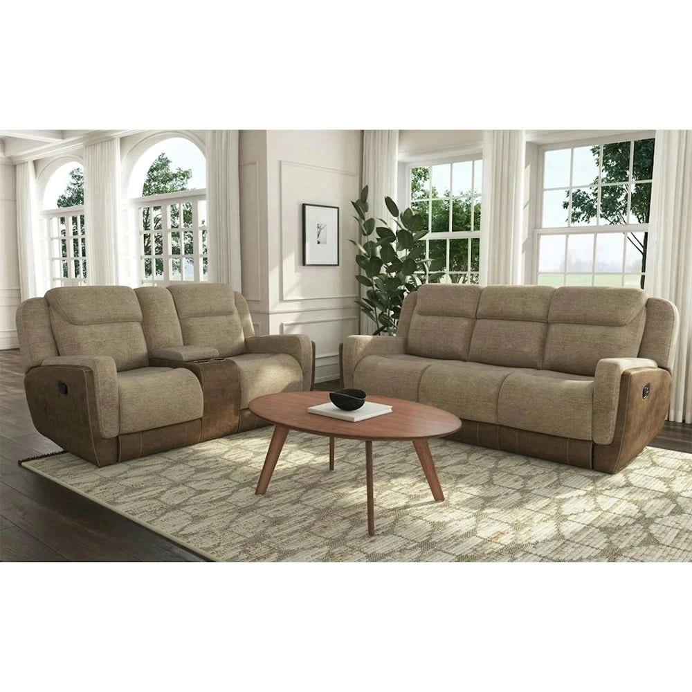 Hornet Beige Contemporary Reclining Sofa – Available in Manual or Power Reclining