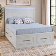 Infinity White Contemporary Storage Platform Bed with LED Lighting and 6 Cedar-Lined Drawers