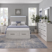 Infinity White Contemporary Storage Platform Bedroom Set with Dresser and Mirror
