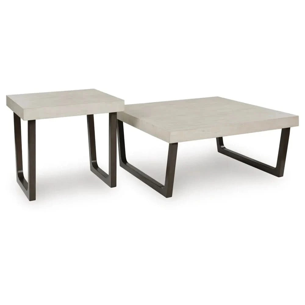 Inkie Gray Contemporary 2-Piece Occasional Table Set with Faux Cement Tops