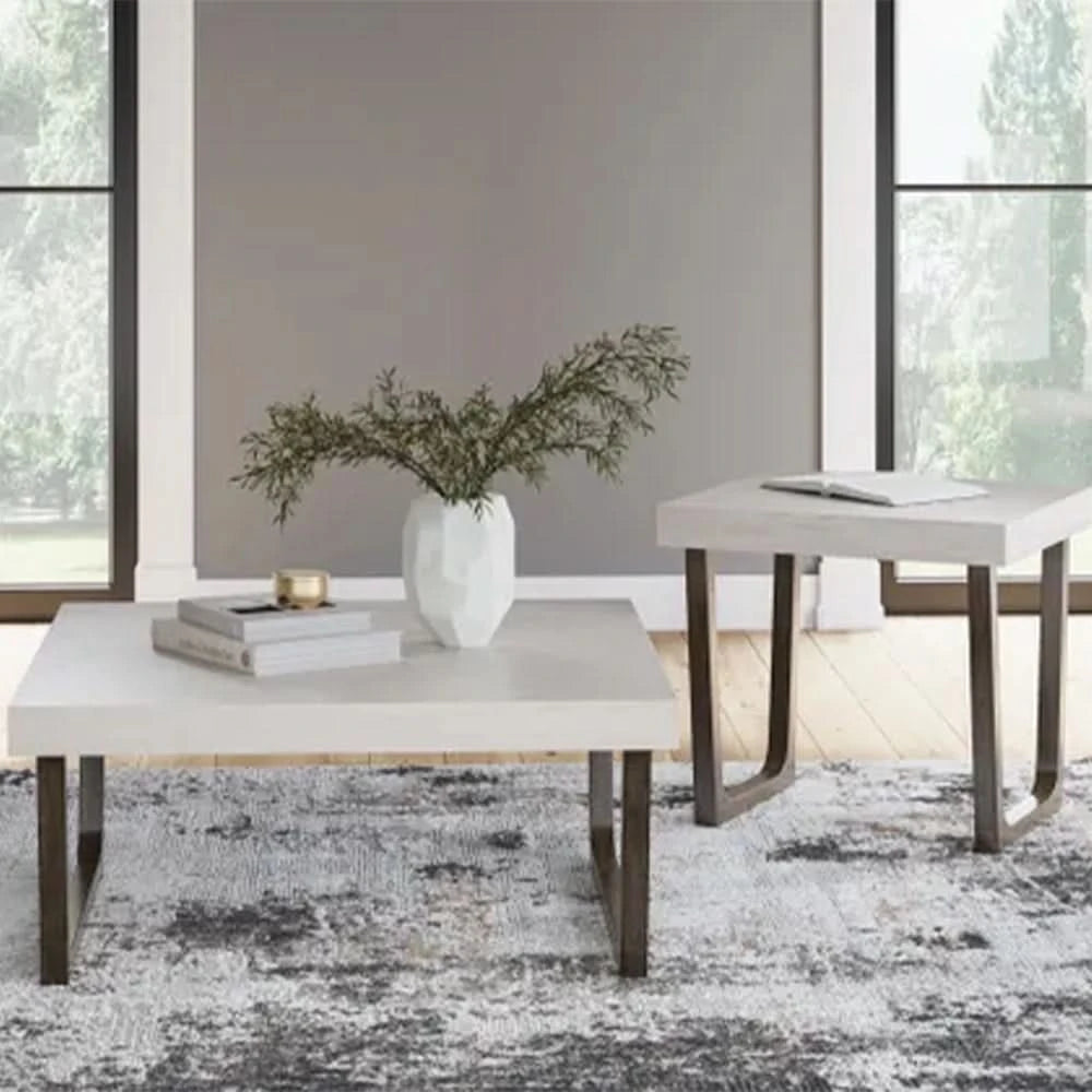 Inkie Gray Contemporary 2-Piece Occasional Table Set with Faux Cement Tops