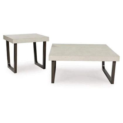 Inkie Gray Contemporary 2-Piece Occasional Table Set with Faux Cement Tops