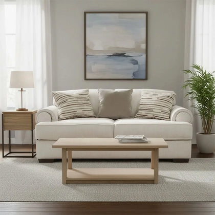 Javelin Cream Traditional Loveseat with Accent Pillows