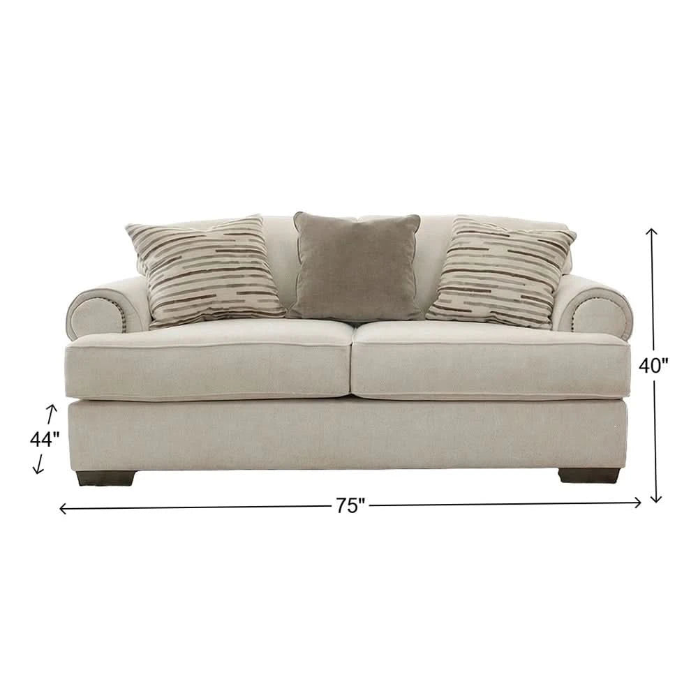 Javelin Cream Traditional Living Room Set with Accent Pillows