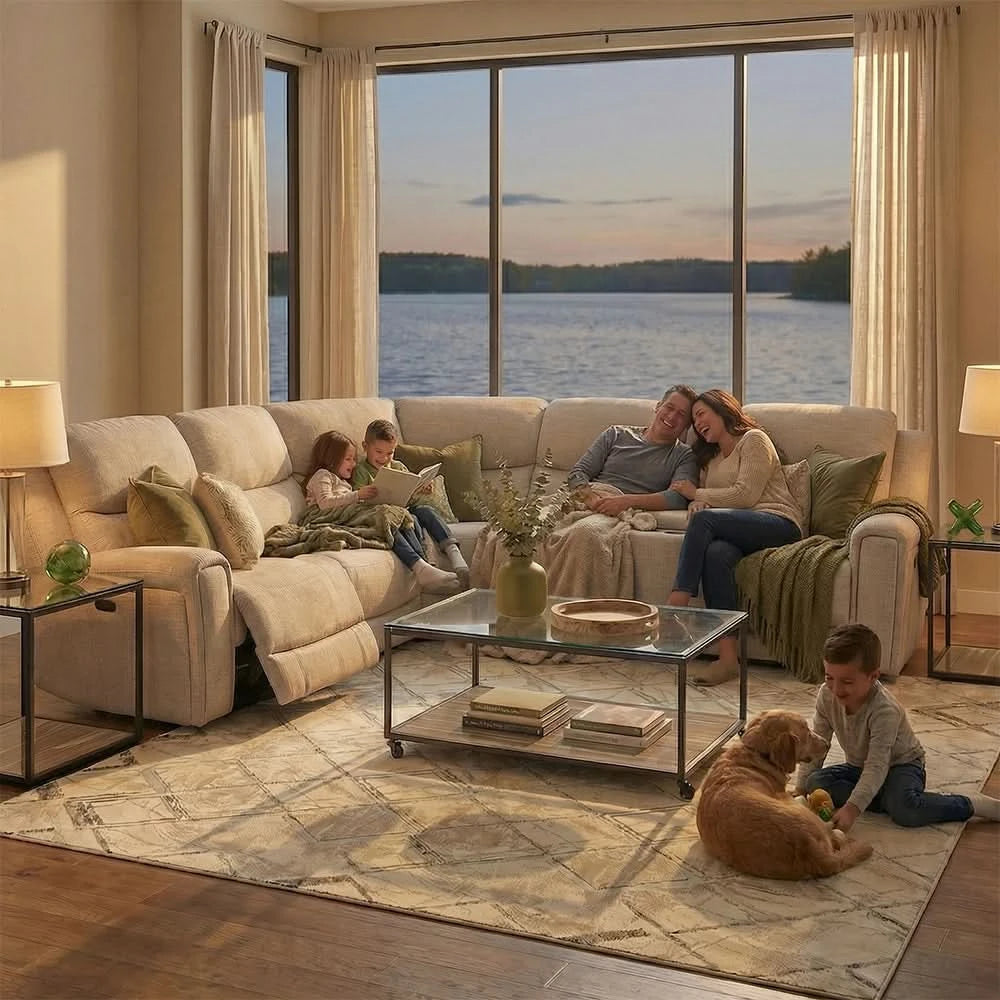 Jensen Grey Contemporary 6-Piece Power Reclining Sectional with Power Headrests and Zero Gravity