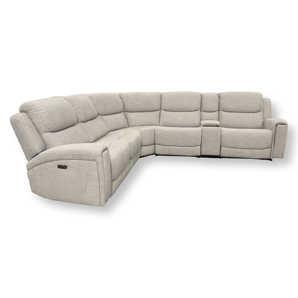 Jensen Grey Contemporary 6-Piece Power Reclining Sectional with Power Headrests and Zero Gravity