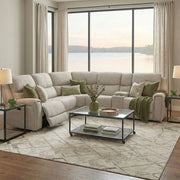 Jensen Grey Contemporary 6-Piece Power Reclining Sectional with Power Headrests and Zero Gravity