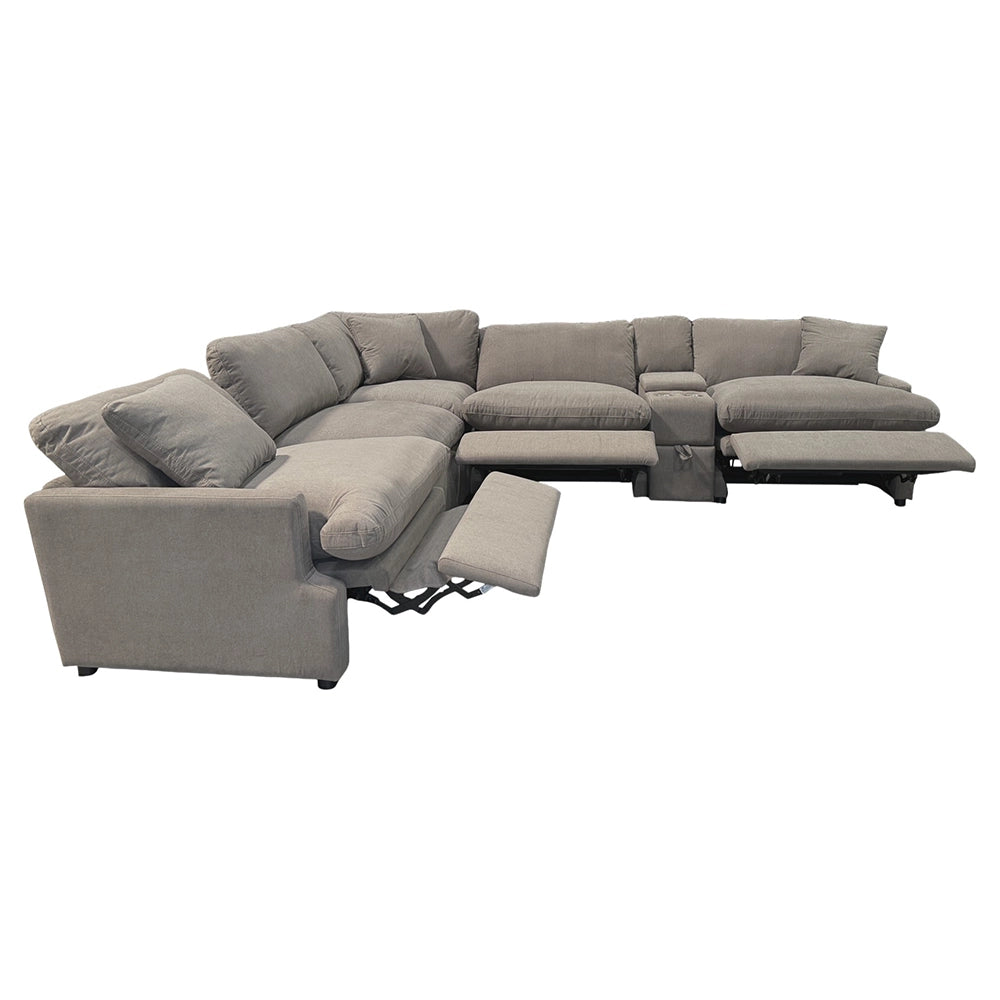 Jubilee Gray 6 Piece Power Reclining Sectional with Console and USB