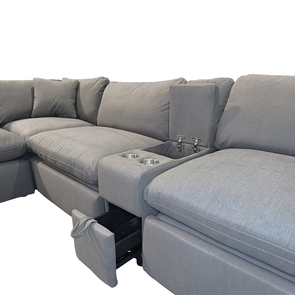 Jubilee Gray 6 Piece Power Reclining Sectional with Console and USB