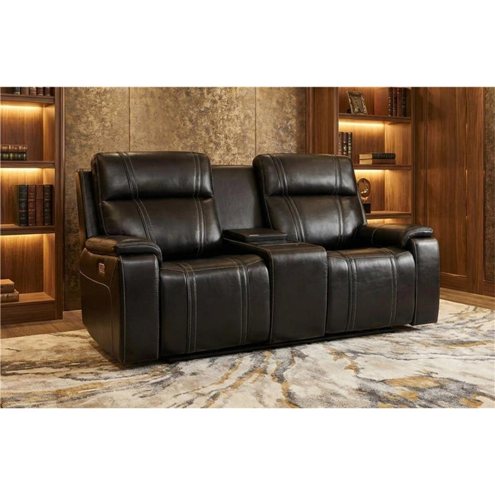 KAYA Black Leather Immersive Sound Living Sofa and Loveseat
