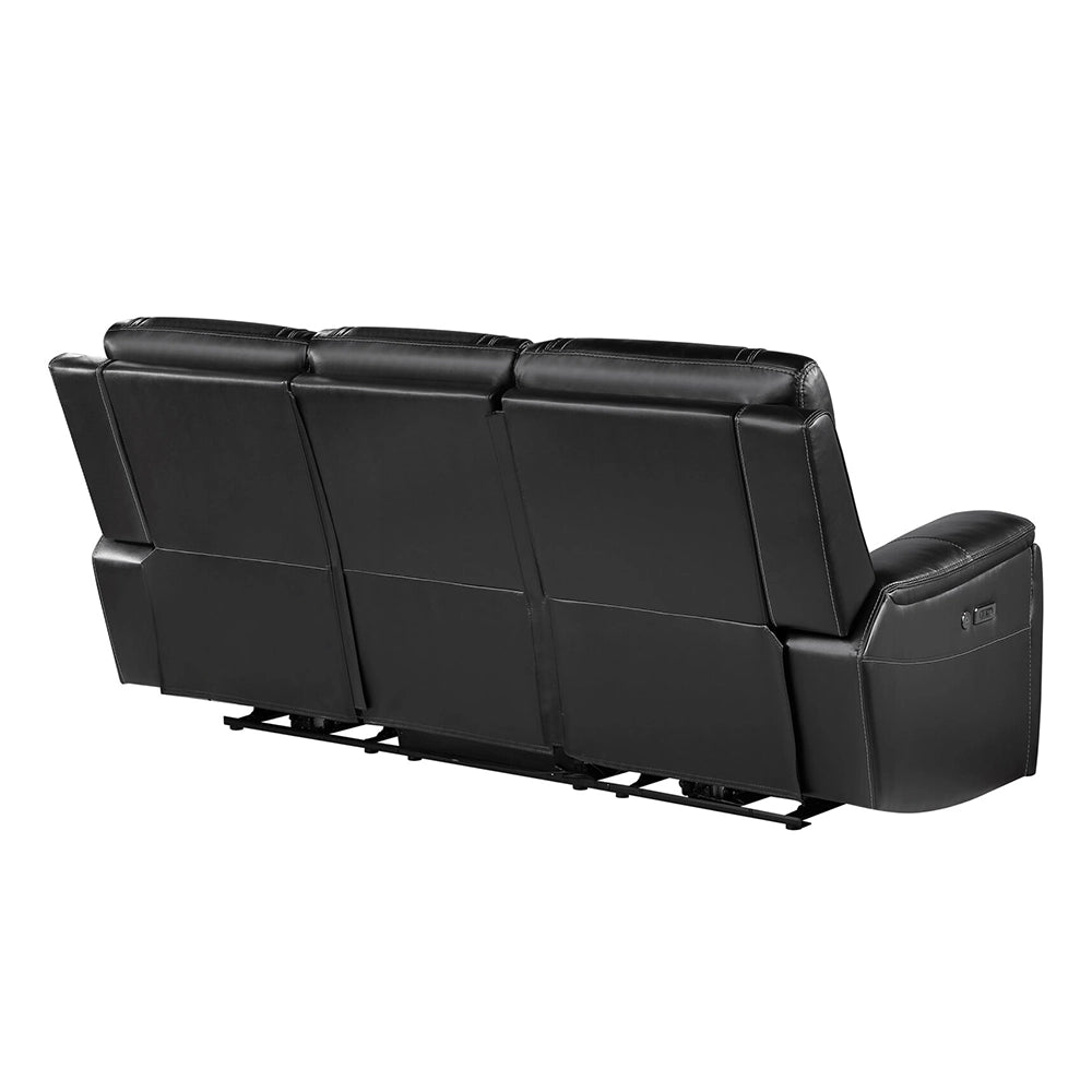 KAYA Black Leather Immersive Sound Power Reclining Sofa