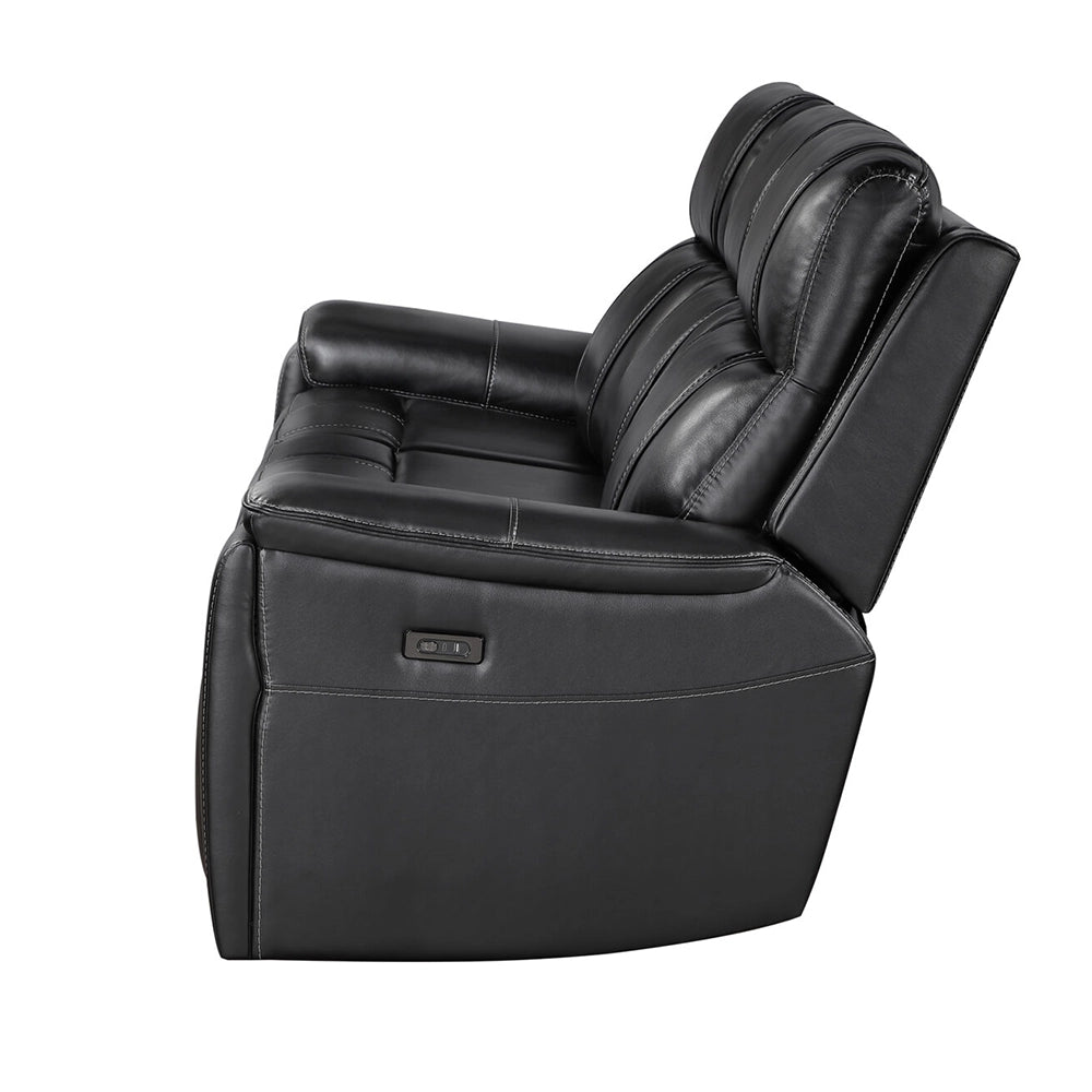KAYA Black Leather Immersive Sound Power Reclining Sofa
