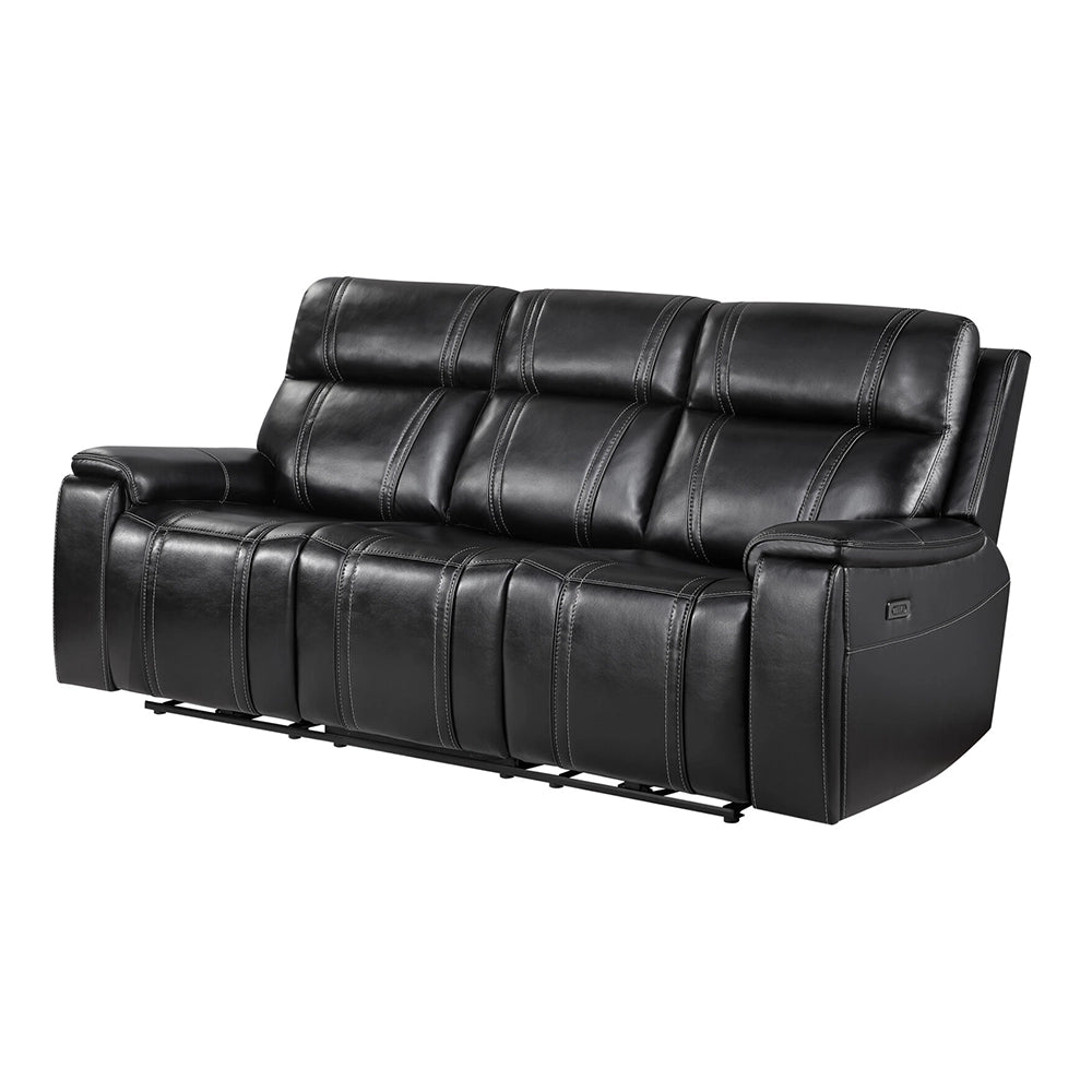 KAYA Black Leather Immersive Sound Power Reclining Sofa
