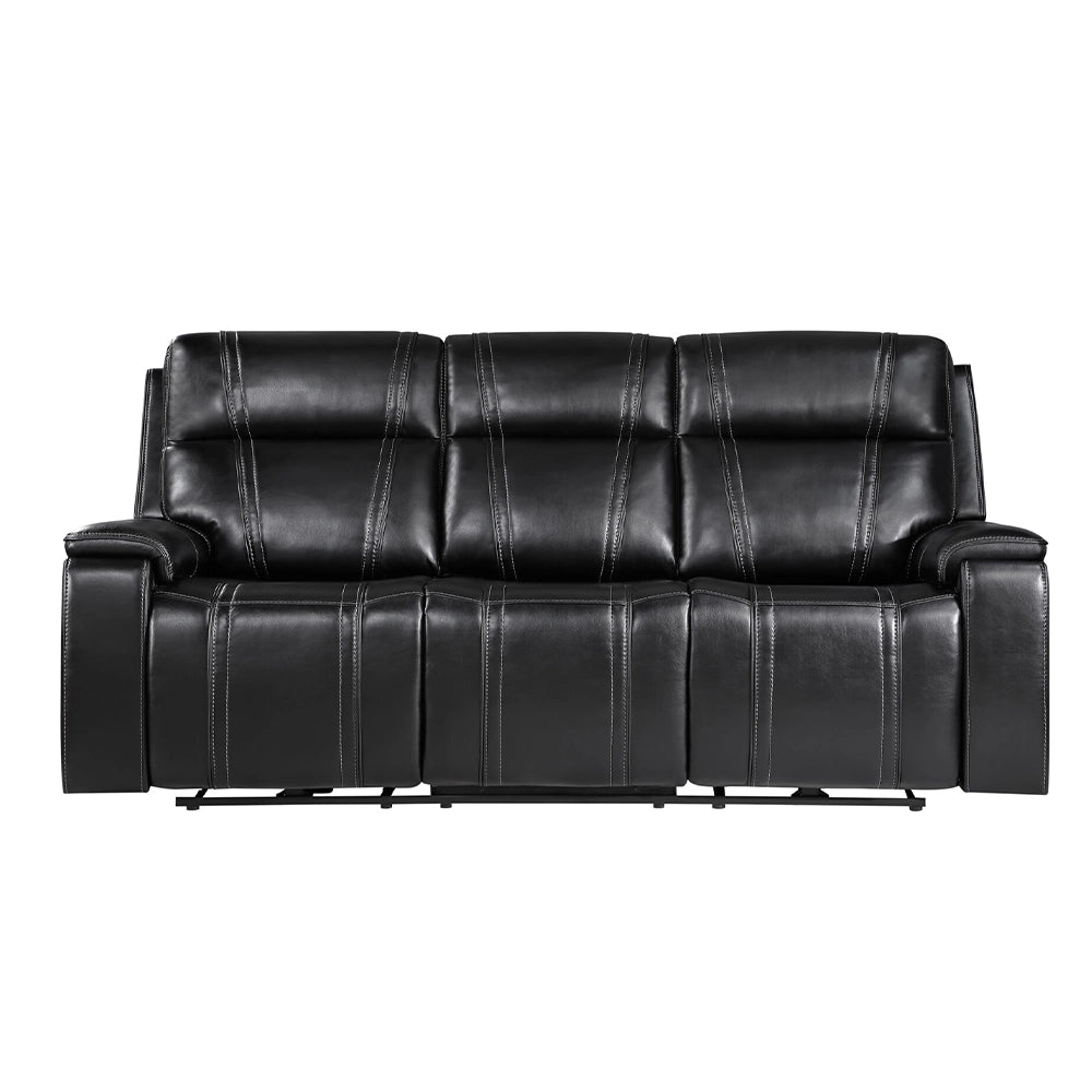 KAYA Black Leather Immersive Sound Power Reclining Sofa
