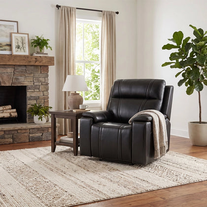 KAYA Black Leather Power Recliner