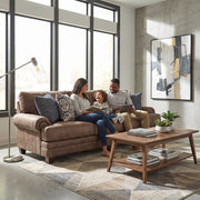 Kemp Hazelnut Traditional Sofa with Rolled Arms and Accent Pillows