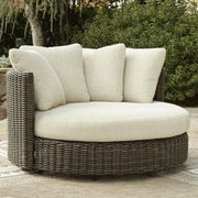 Kimora Beige and Dark Brown Outdoor 360-Degree Swivel Lounge Chair with Cushion