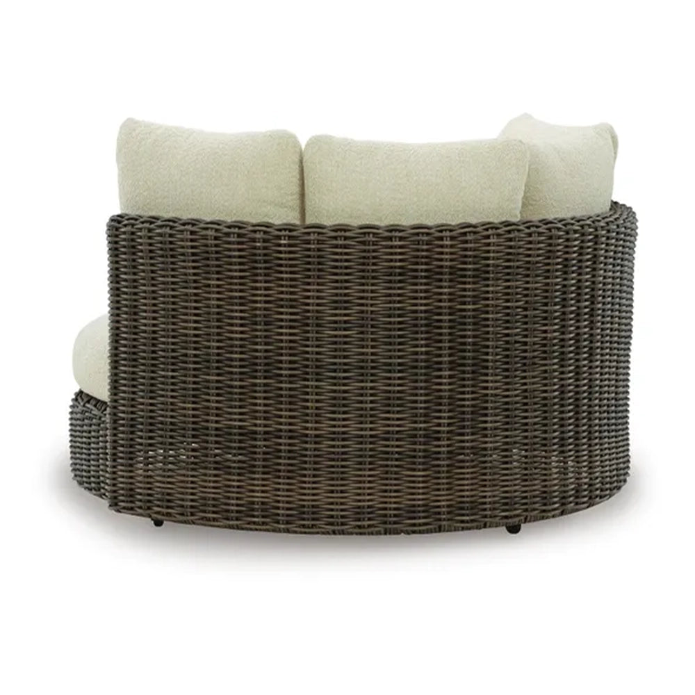 Kimora Beige and Dark Brown Outdoor 360-Degree Swivel Lounge Chair with Cushion