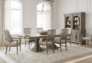 Kings Court Warm Grey Traditional 7-Piece Dining Set with Extendable Table and Upholstered Chairs