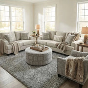 Kirkpatrick Graphite Contemporary Fabric Sofa & Loveseat with Plush Cushions