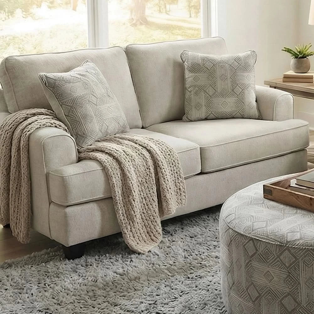 Kirkpatrick Graphite Contemporary Fabric Sofa & Loveseat with Plush Cushions