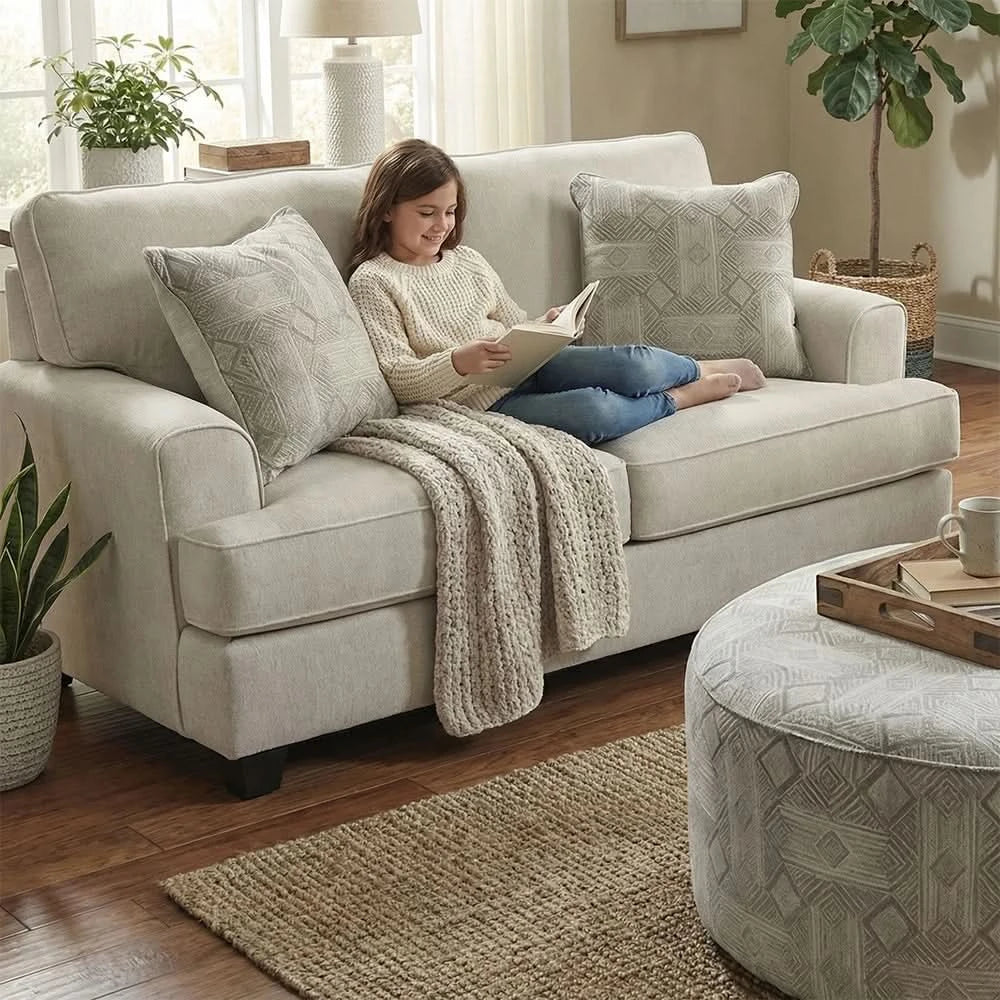Kirkpatrick Graphite Contemporary Fabric Sofa & Loveseat with Plush Cushions