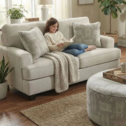 Kirkpatrick Graphite Contemporary Fabric Loveseat with Plush Cushions