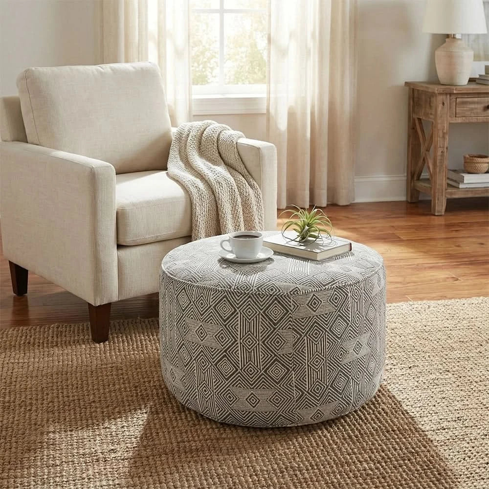 Kirkpatrick Graphite Contemporary Upholstered Ottoman with Plush Cushion