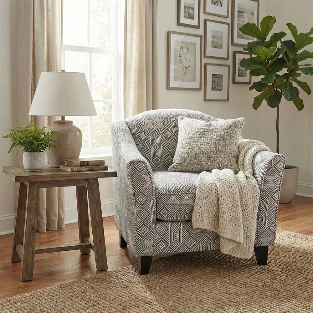 Kirkpatrick Graphite Contemporary Accent Chair with Plush Cushions
