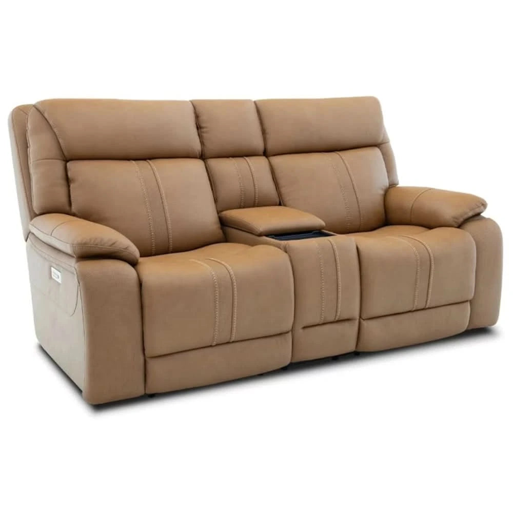 Moto Motion Kona Butternut Triple Power Reclining Living Room Set with Immersive Sound, Heat and Massage