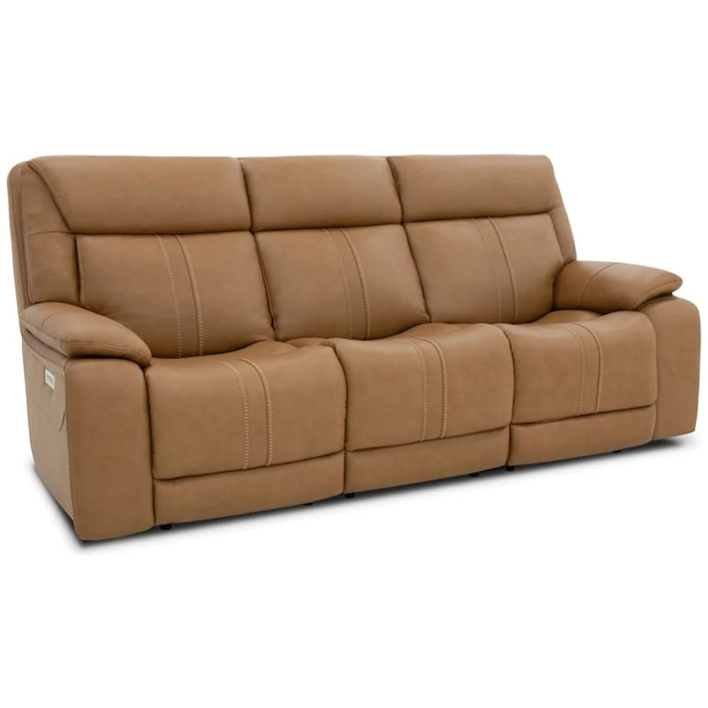 Moto Motion Kona Butternut Triple Power Reclining Sofa with Immersive Sound, Heat and Massage