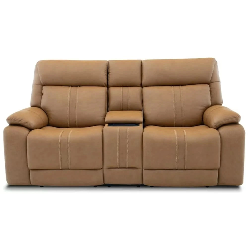 Moto Motion Kona Butternut Triple Power Reclining Living Room Set with Immersive Sound, Heat and Massage