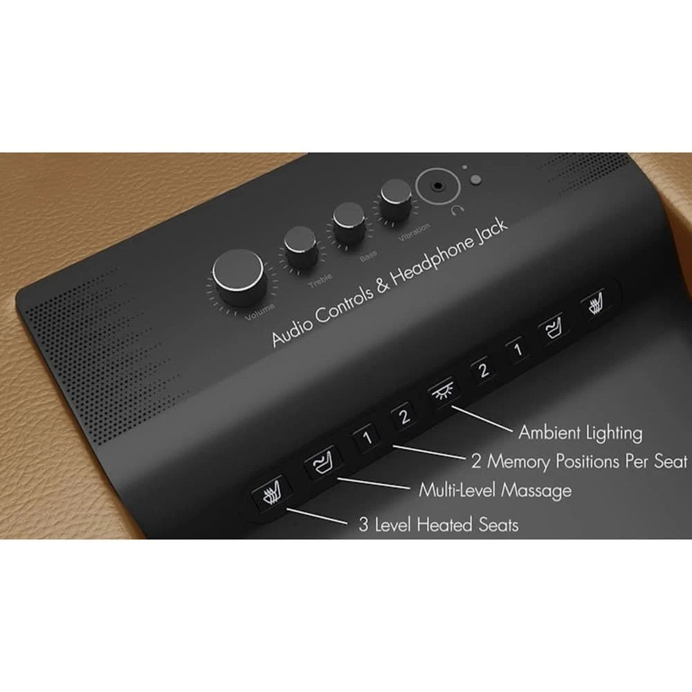 Moto Motion Kona Butternut Triple Power Reclining Living Room Set with Immersive Sound, Heat and Massage