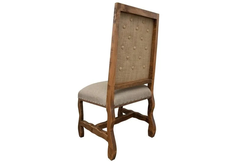 La Grange Upholstered Tufted Dining Chair in Weathered Natural Wood