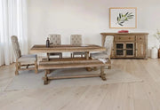 La Grange 6 Piece Dining Set with Trestle Table, Bench and Tufted Upholstered Chairs
