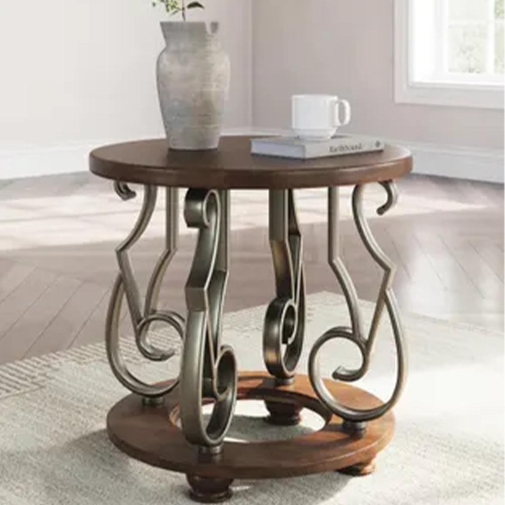 Lancaster Dark Brown Traditional 3-Piece Round Occasional Table Set