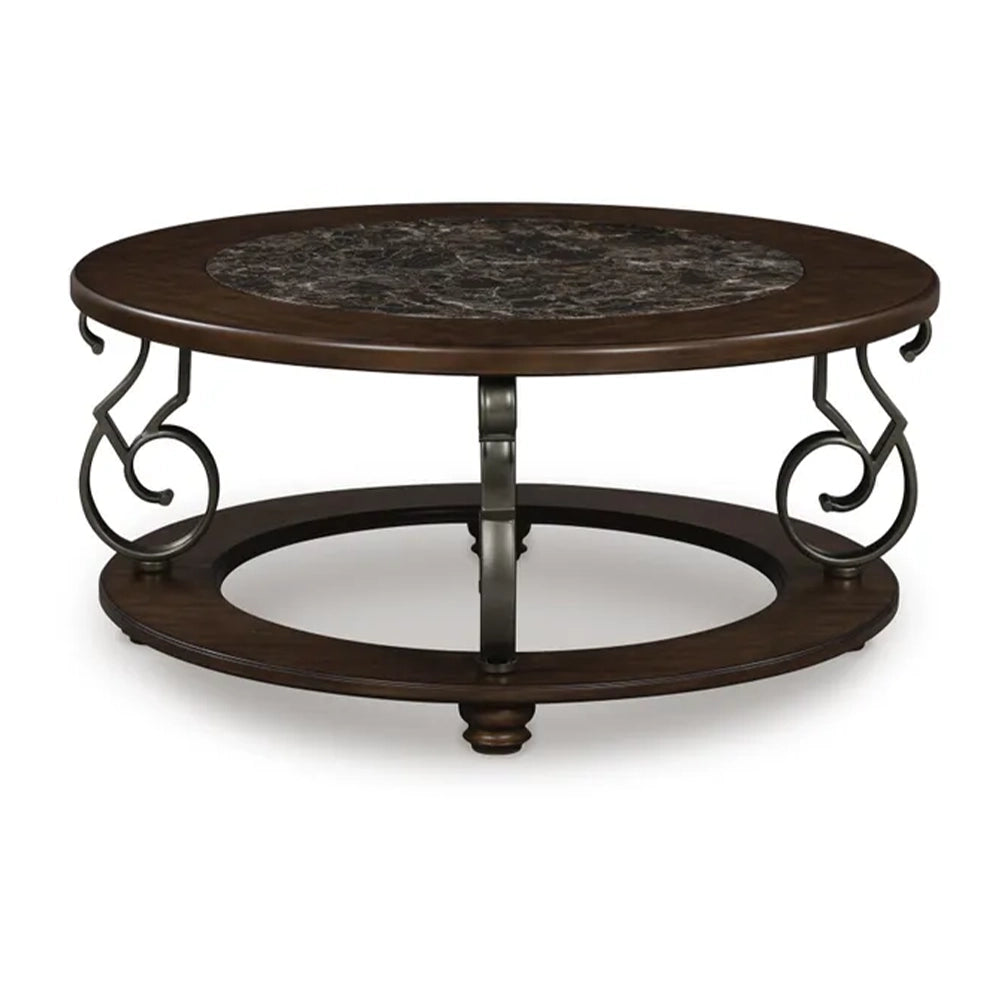 Lancaster Dark Brown Traditional 3-Piece Round Occasional Table Set