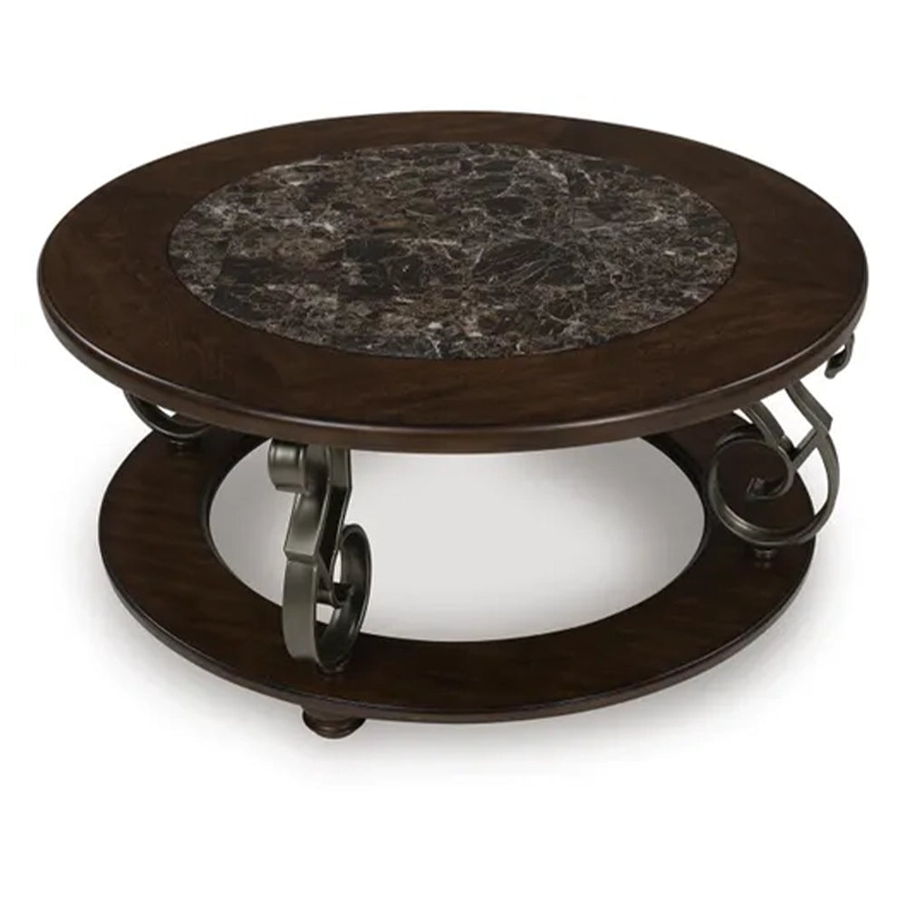 Lancaster Dark Brown Traditional 3-Piece Round Occasional Table Set