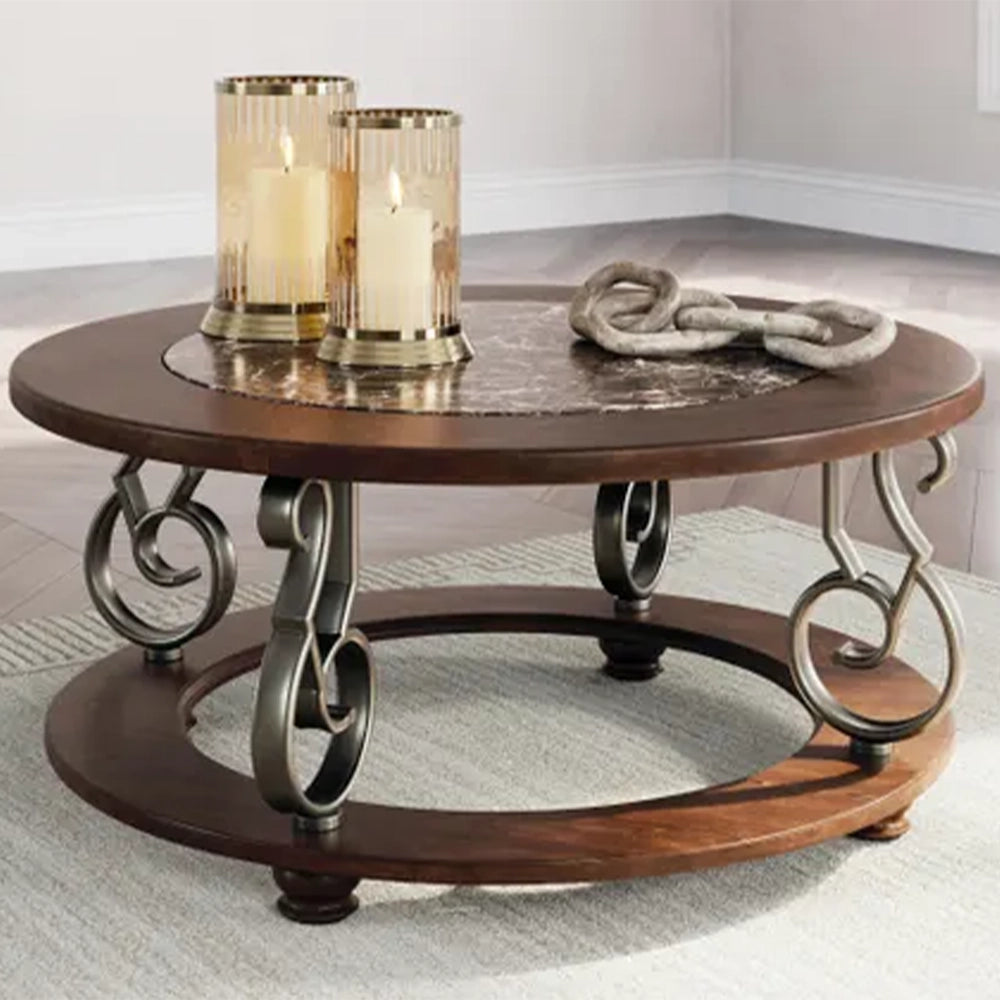 Lancaster Dark Brown Traditional 3-Piece Round Occasional Table Set