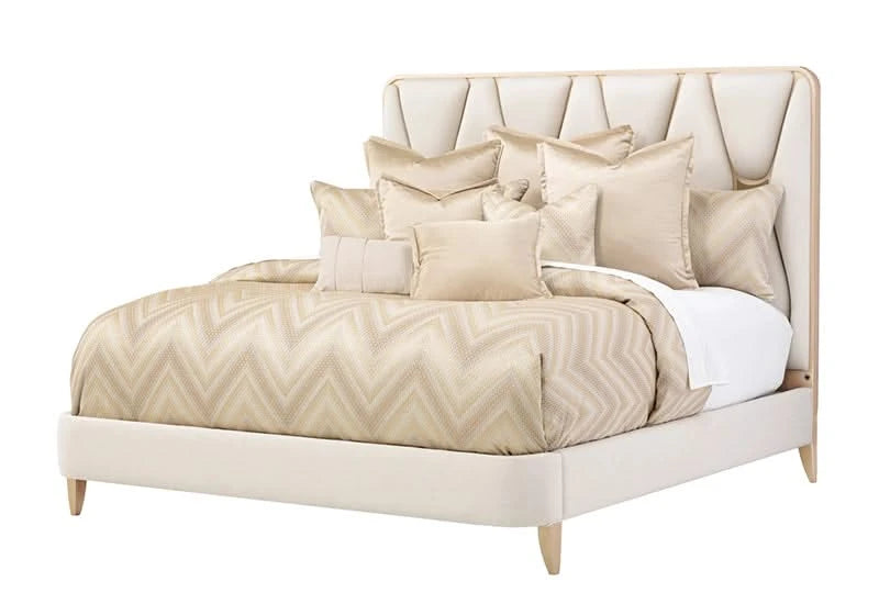 La Rachelle Pearl Upholstered Panel Bed with USB Ports