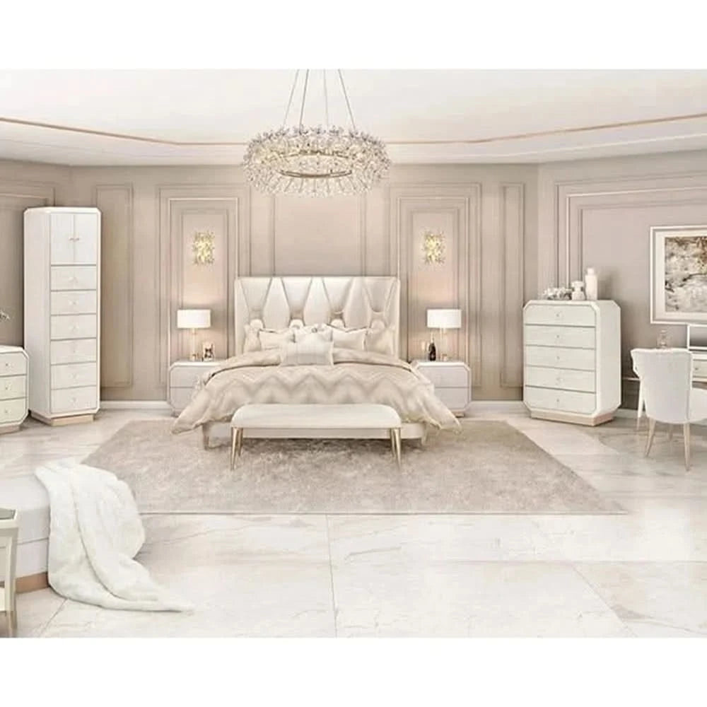 La Rachelle Medium Champagne Modern Glam 5 Drawer Chest