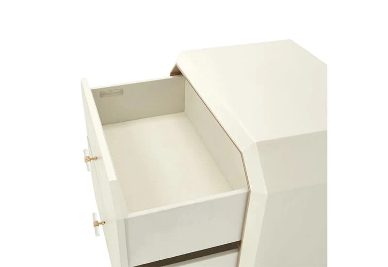 La Rachelle Medium Champagne 2-Drawer Nightstand with Starburst Veneer