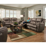 Latitude Power Leather Reclining Sofa and Loveseat Set with Wall Hugger and Console