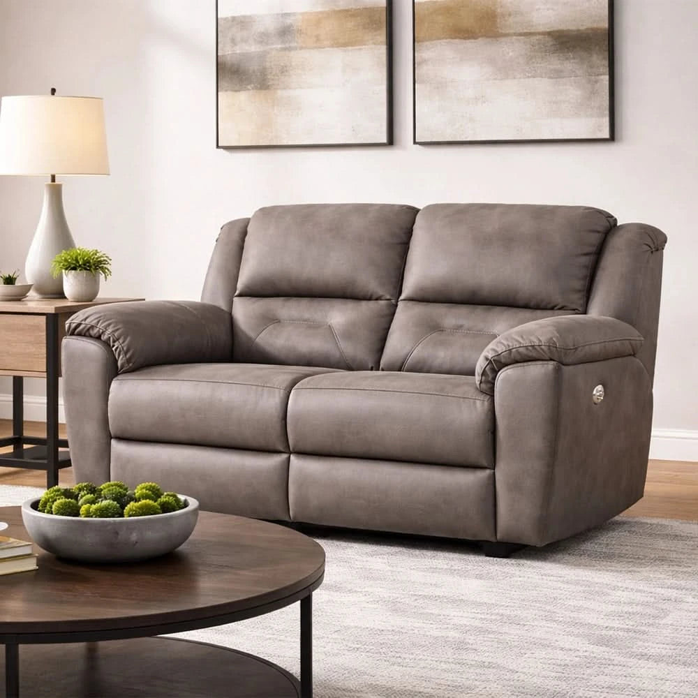 Latitude Power Leather Reclining Sofa and Loveseat Set with Wall Hugger and Console