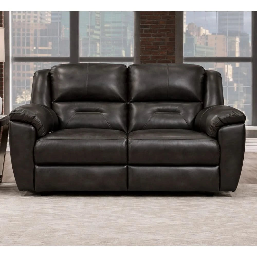 Latitude Power Leather Reclining Loveseat with Console, Cupholders and Wall Hugger Design